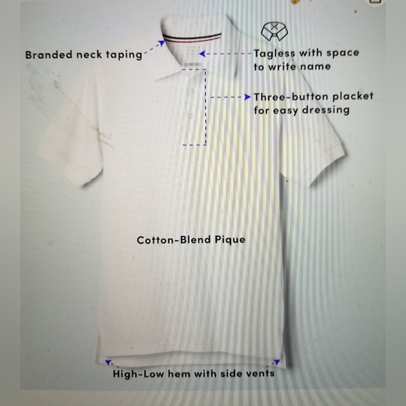 NWT BOYS SHORT SLEEVE PIQUE POLO UNIFORM SHIRT XL HUSKY (18 _20) - Picture 4 of 10